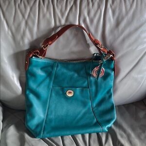 Teal Leather Shoulder Bag